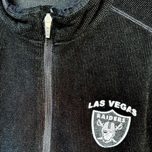 🎁🎁XL Las Vegas Raiders Black Men's 1/4 Zip Waffle Knit Sweater EUC Antigua